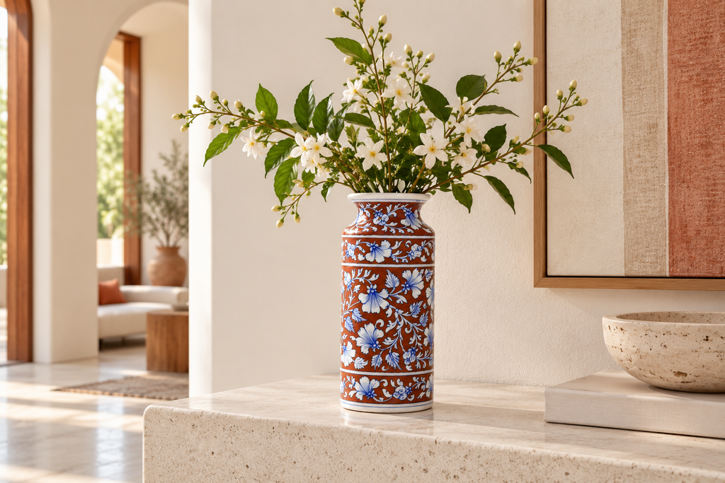 Blue Bloom Jaipur Cylinder Vase