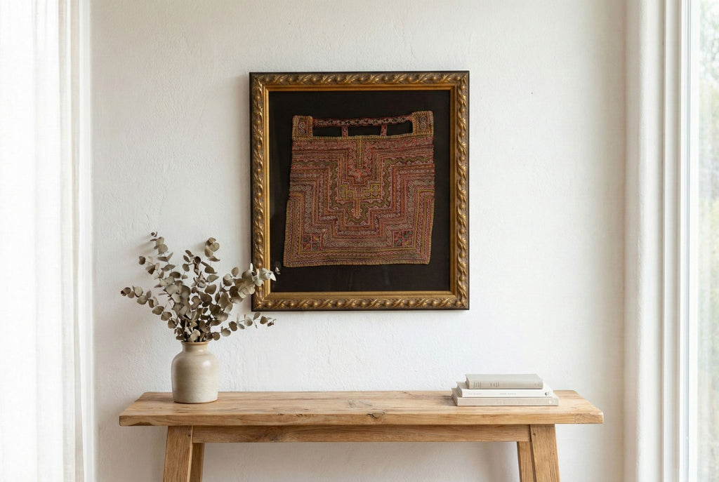Antique Hmong Baby Carrier Framed Textile (Trade)