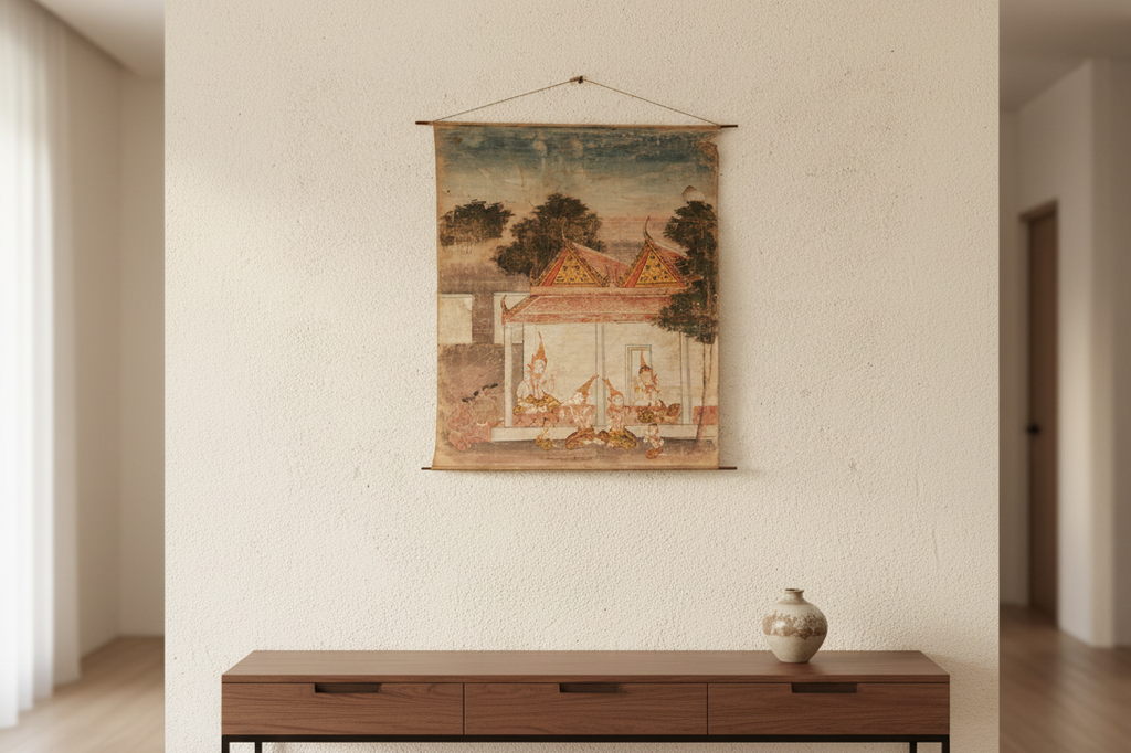 Antique Vessantara Thai Scroll Painting