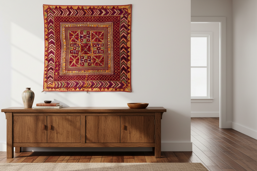 Antique Finely Embroidered Kutch Wall Art