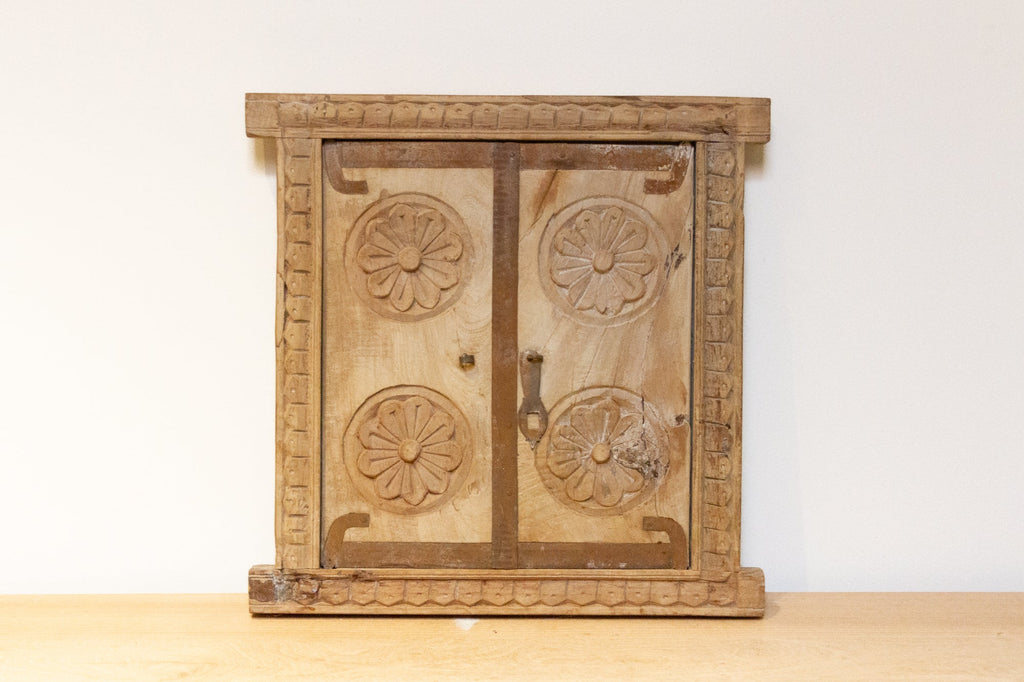 Antique Floral Carved Bleached Window Mirror-Barmer (Trade)