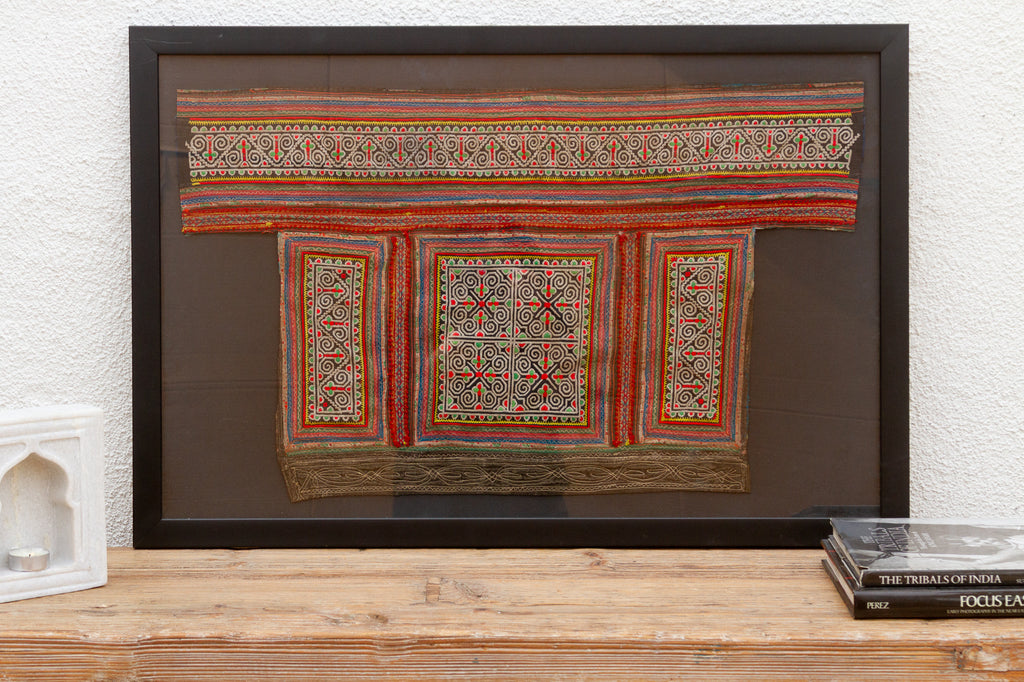 Antique Framed Miao Embroidered Wall Art