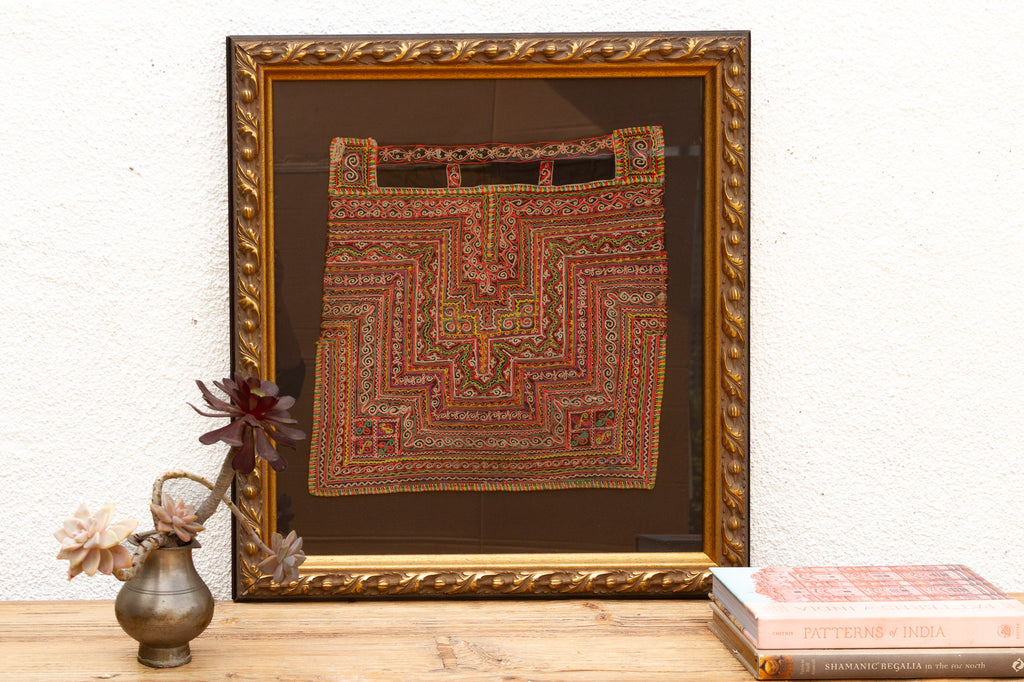 Antique Hmong Baby Carrier Framed Textile