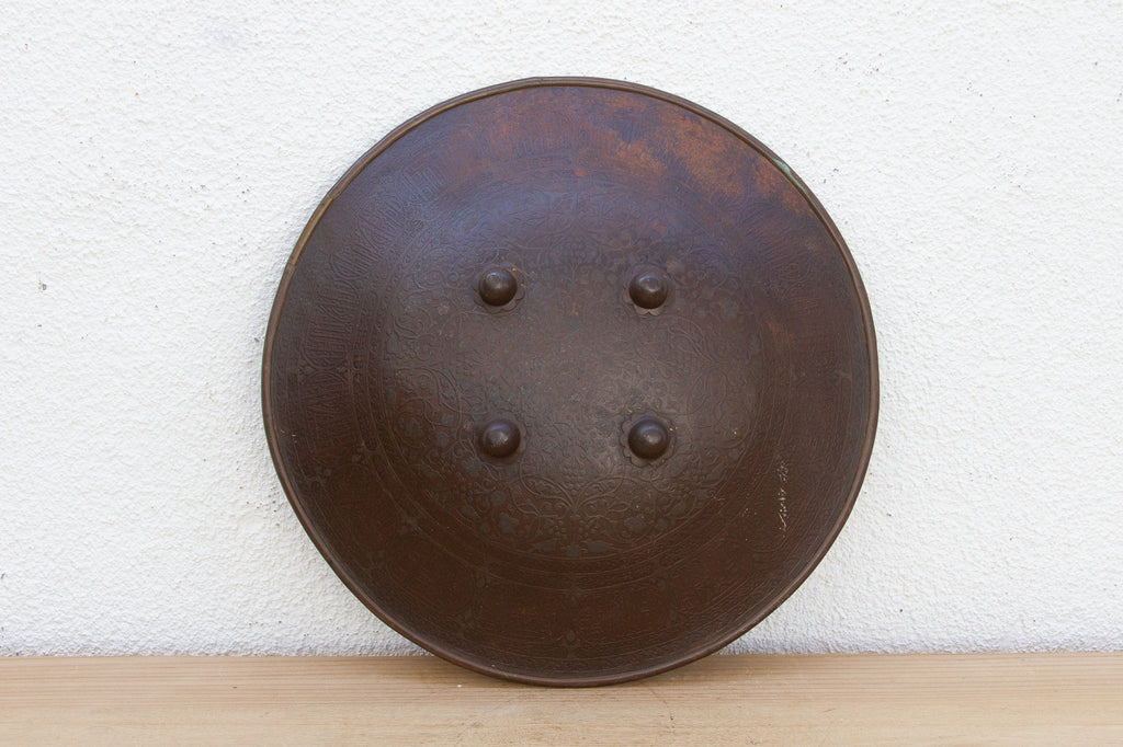 Antique Indian Engraved Metal Shield