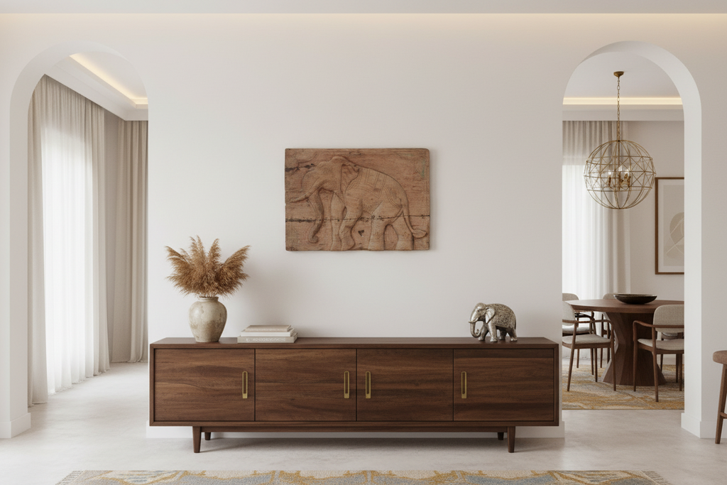 Antique Thai Elephant Carved Panel