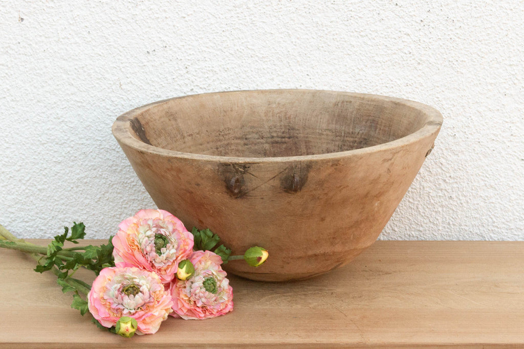 Bleached Raw Wood African Dough Bowl