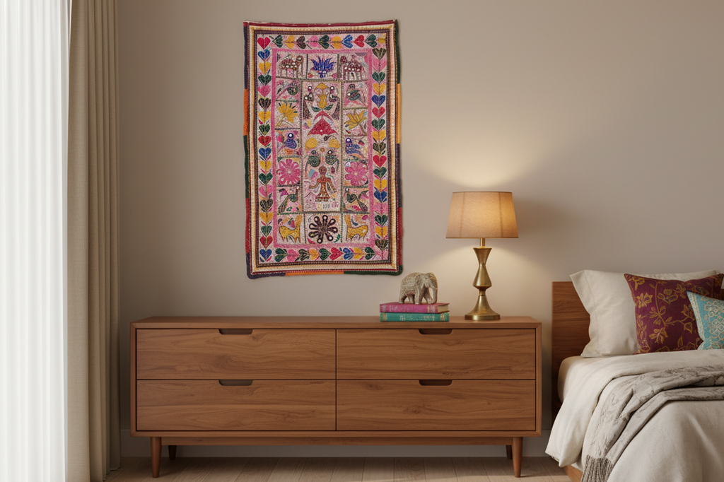 Colorful Mid-Century Indian Tapestry (Trade)