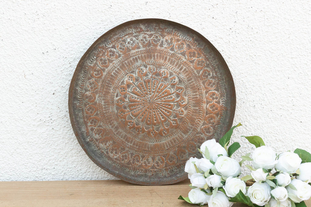 Copper Mandala, Antique Tinned Ceremonial Platter