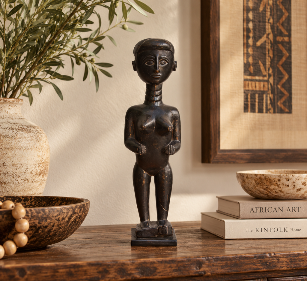 Dark Patinated African Baule Female Figure