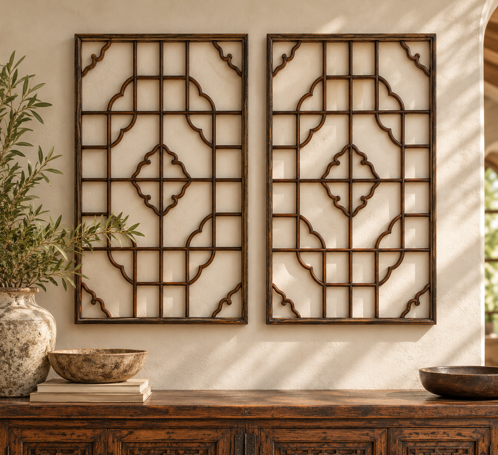 Set of 2, 19th Century Cloud Medallion Windows