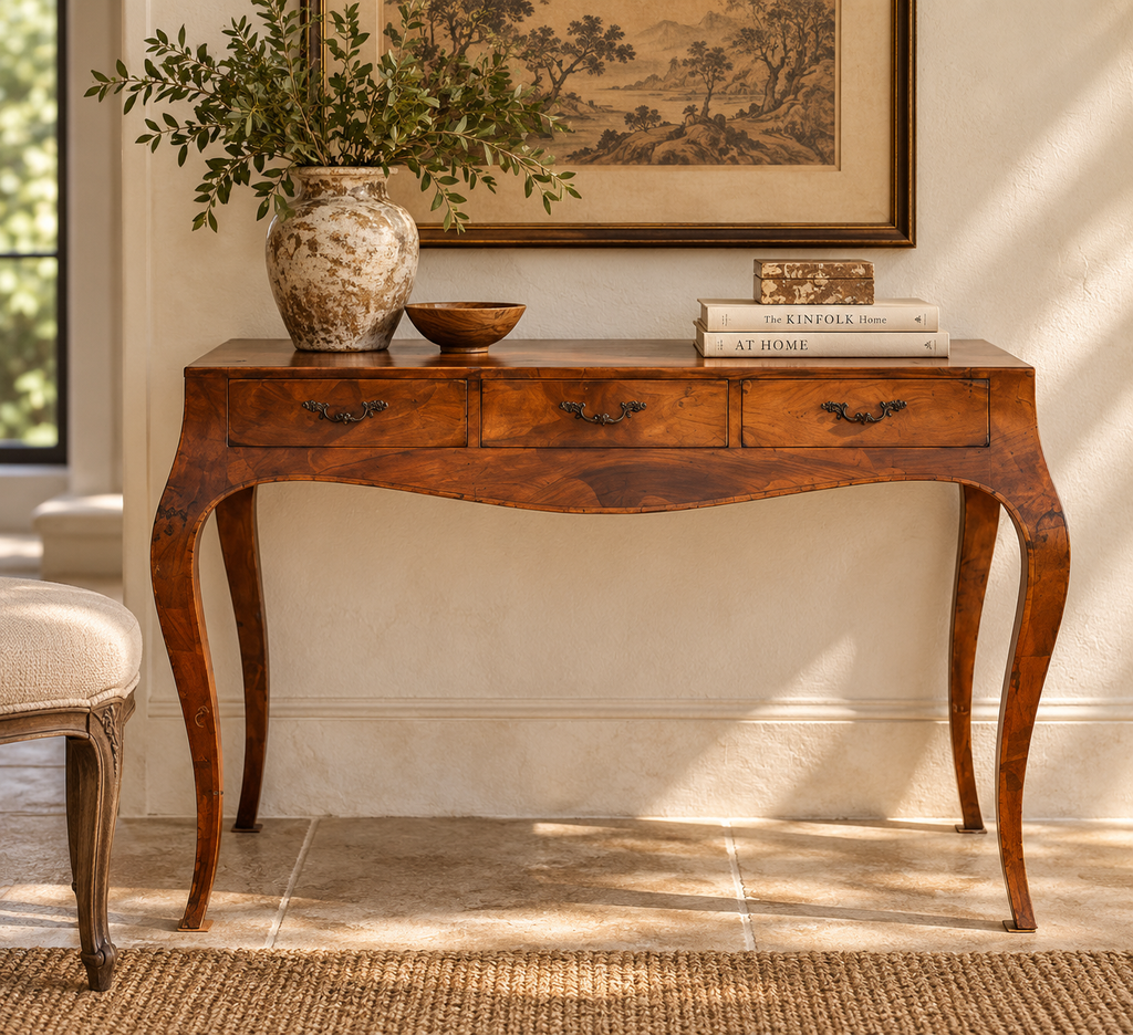 Mid-Century 20th Italian Walnut Marquetry Writing Table (Trade)