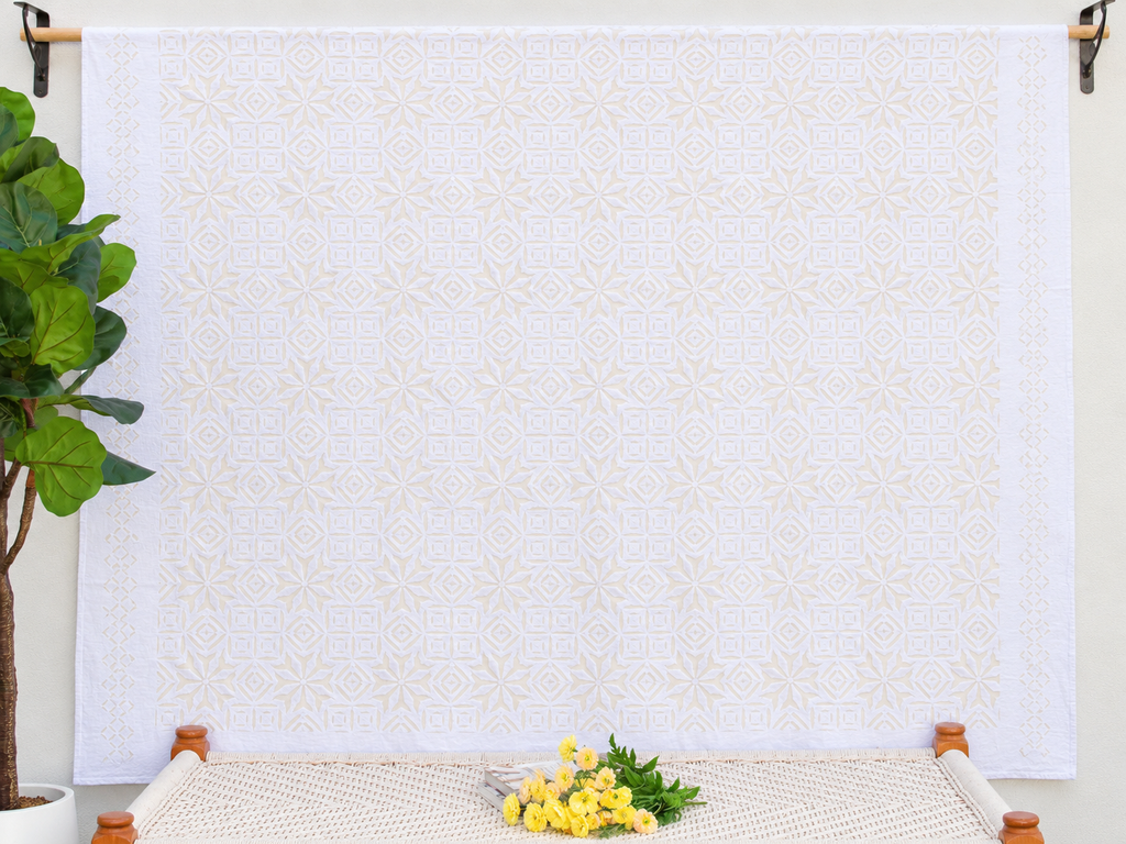 Dahhia Radiance White Cotton Bedcover