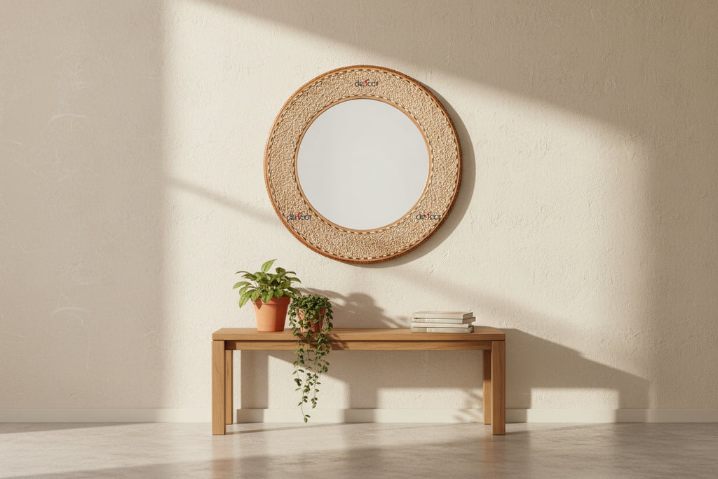 Finely Inlay Anglo Indian Round Mirror (Trade)