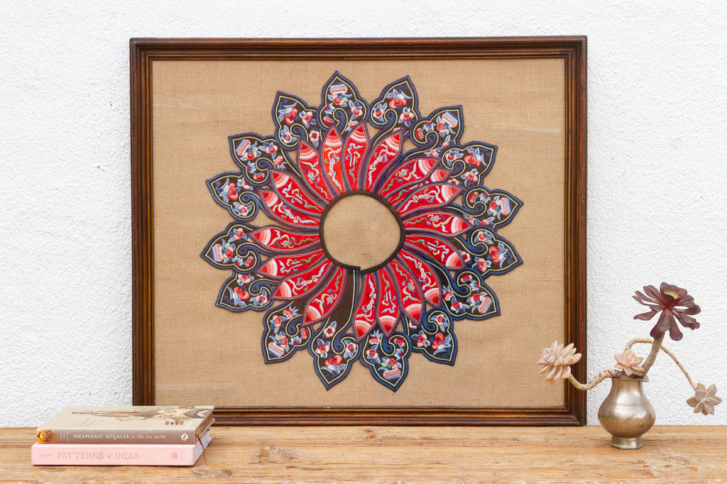 Framed Chinese Embroidered Ceremonial Collar