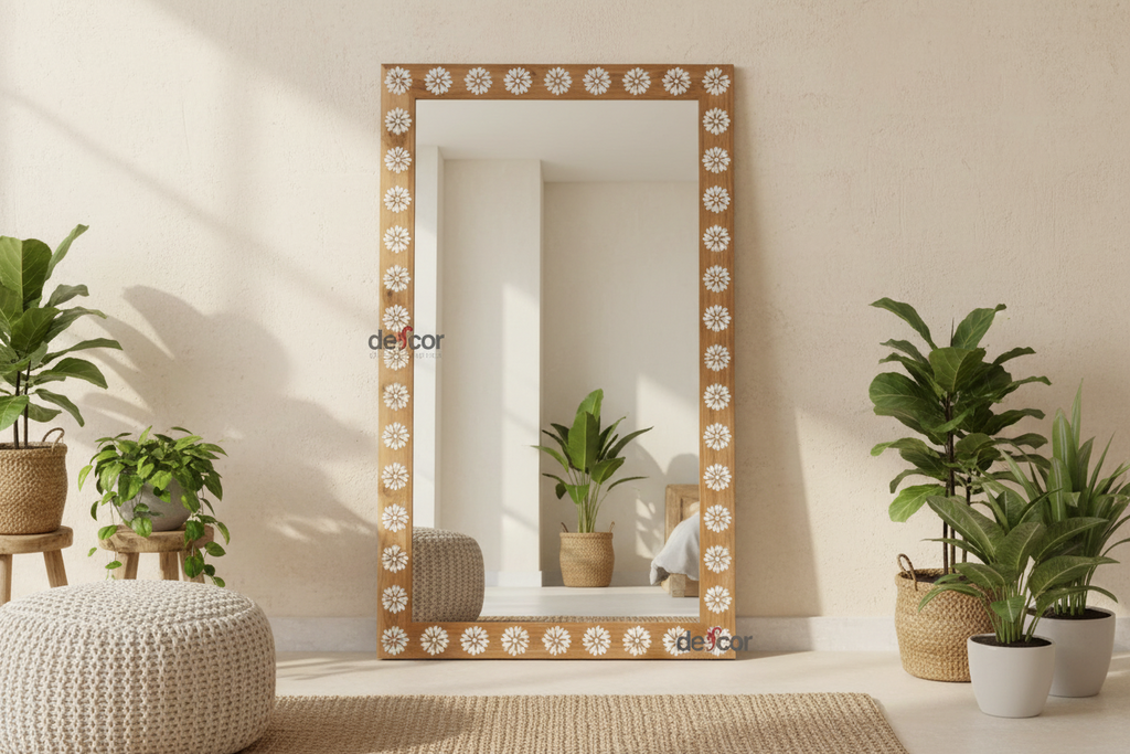 Full Length Mother of Pearl Inlay Floor Mirror (Trade)