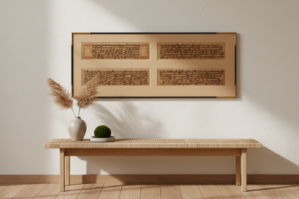 Golden Sutra, Framed Burmese Manuscript (Trade)