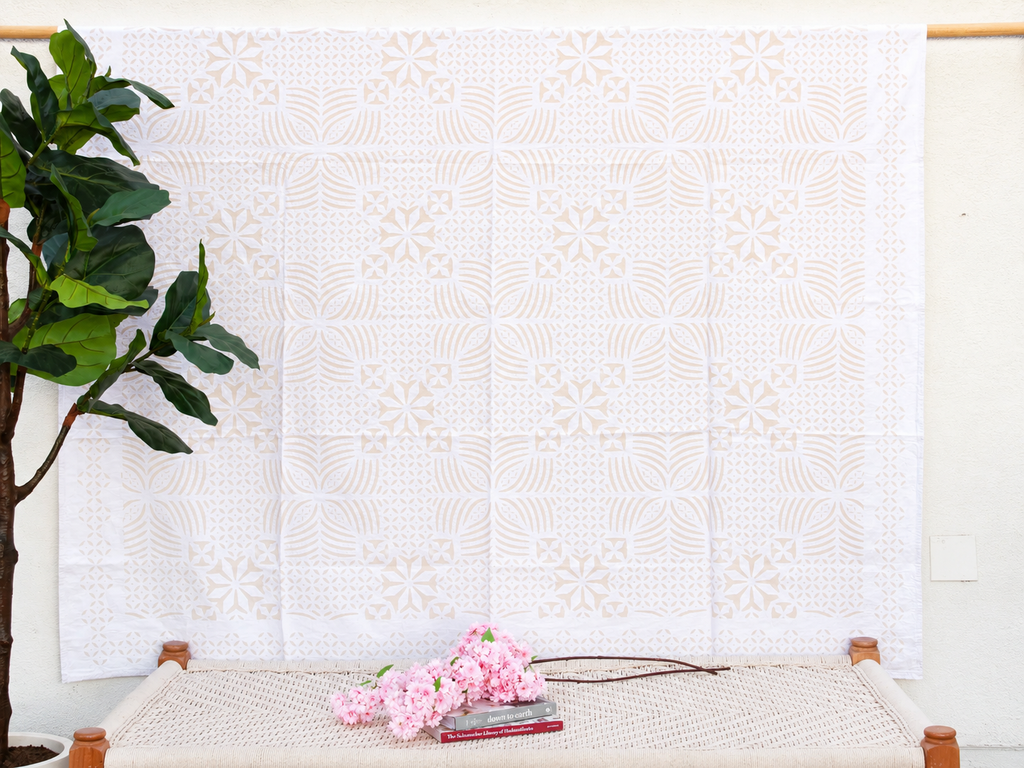 Hibiscus Star Cotton Applique Bedcover