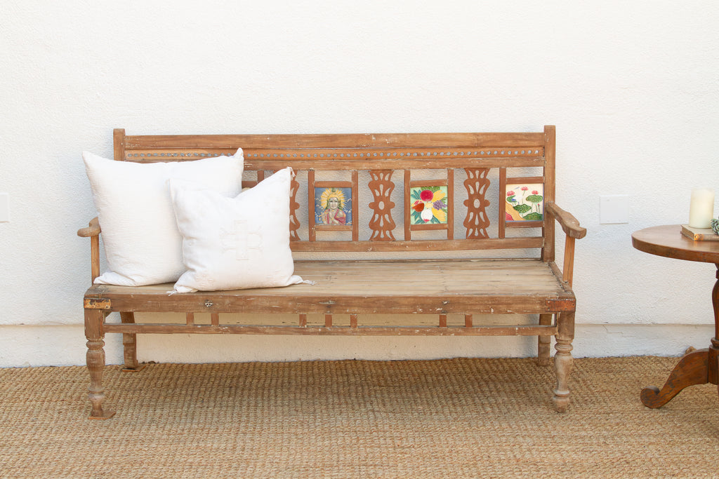 Antique Indian Raj Teak Bench