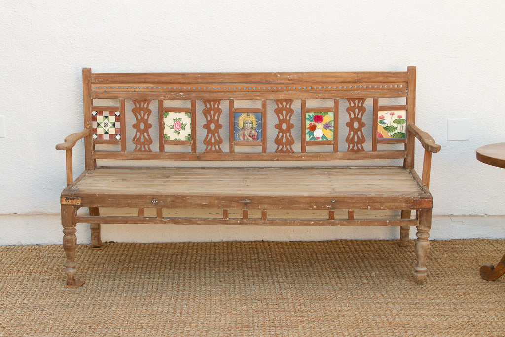 Antique Indian Raj Teak Bench