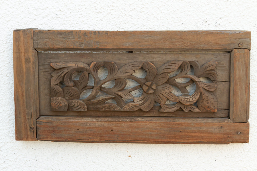 Hand-Carved Asian Architectural Panel
