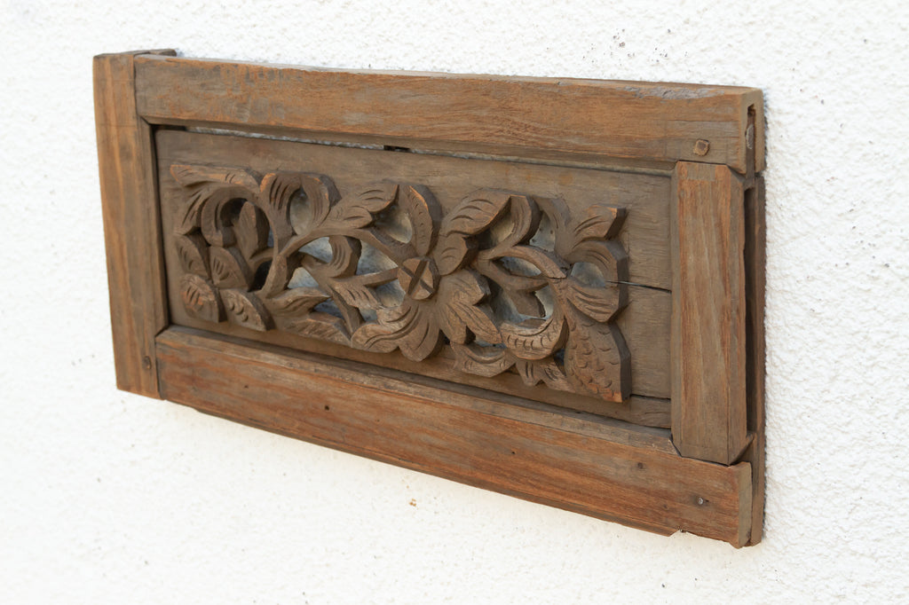 Hand-Carved Asian Architectural Panel