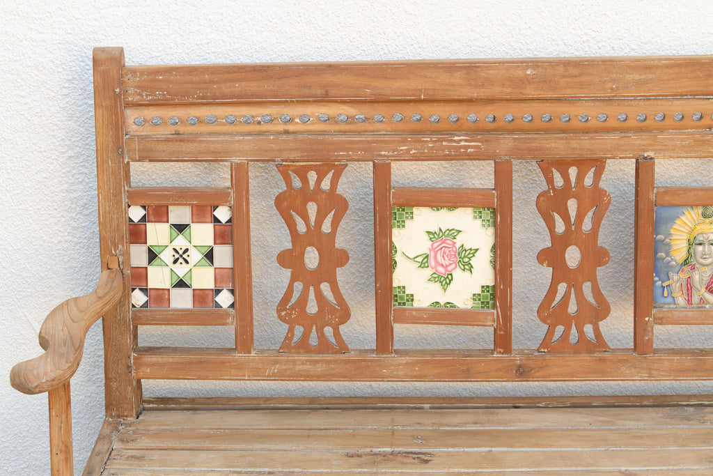 Antique Indian Raj Teak Bench