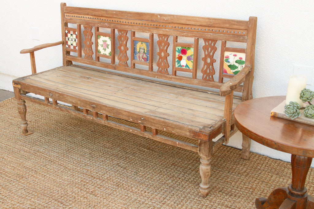 Antique Indian Raj Teak Bench