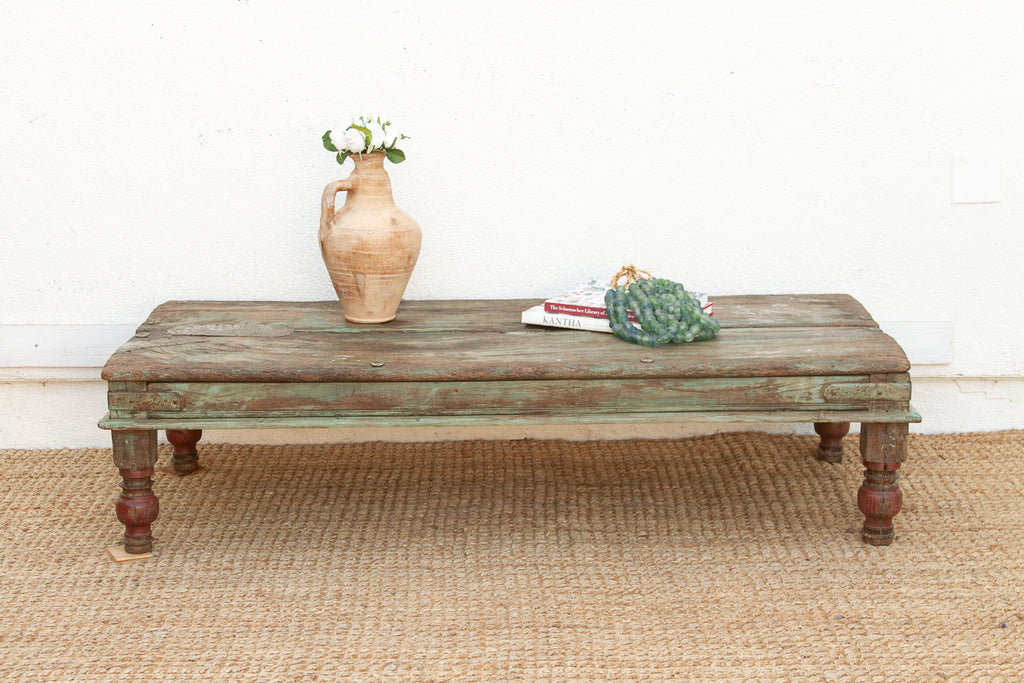 Antique Verdigris Teak Takhat Coffee Table (Trade)