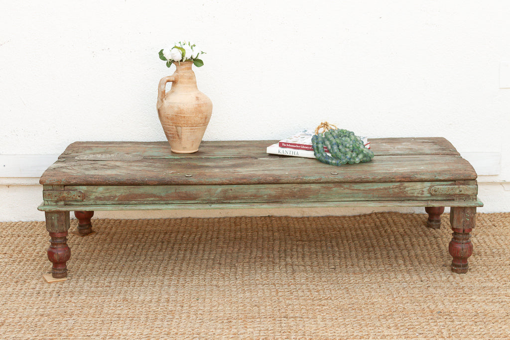 Antique Verdigris Teak Takhat Coffee Table (Trade)