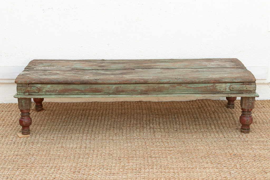 Antique Verdigris Teak Takhat Coffee Table (Trade)