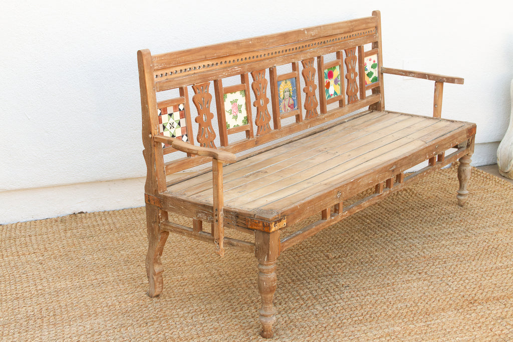 Antique Indian Raj Teak Bench