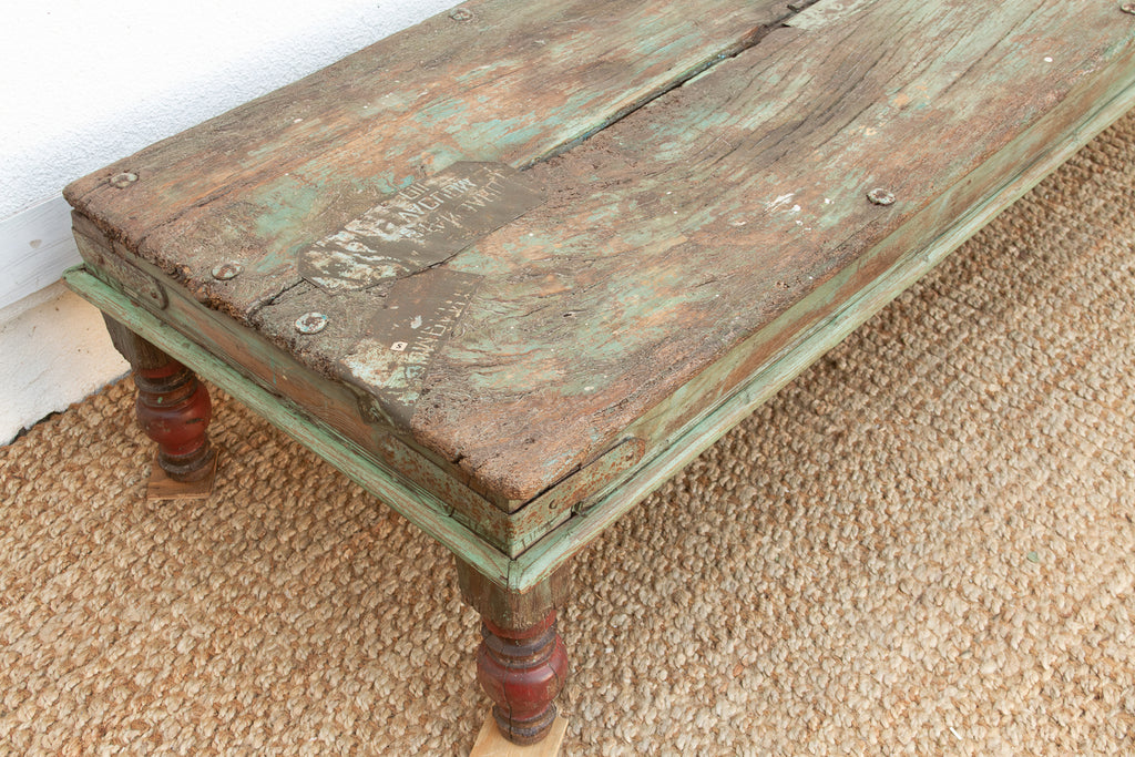 Antique Verdigris Teak Takhat Coffee Table (Trade)