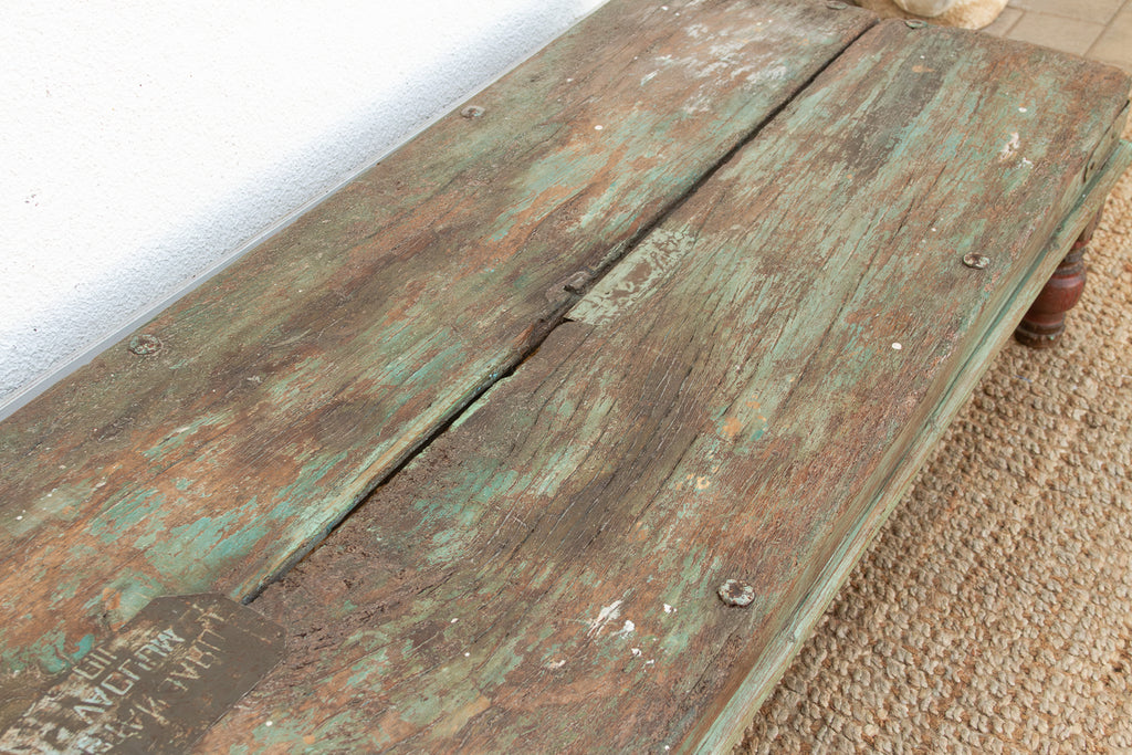 Antique Verdigris Teak Takhat Coffee Table (Trade)