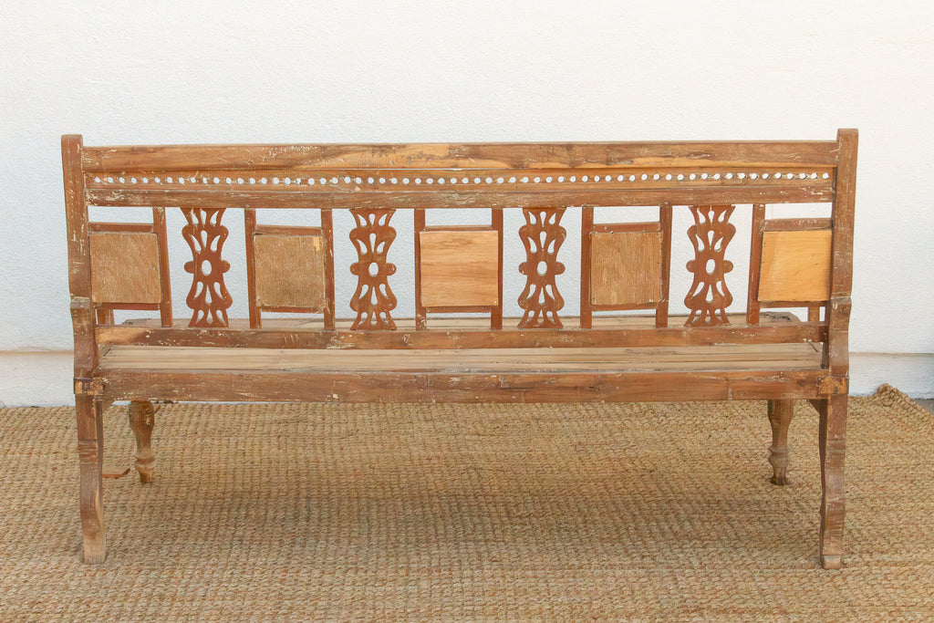 Antique Indian Raj Teak Bench