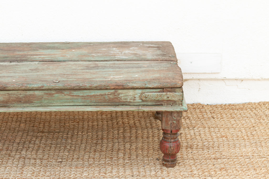 Antique Verdigris Teak Takhat Coffee Table (Trade)