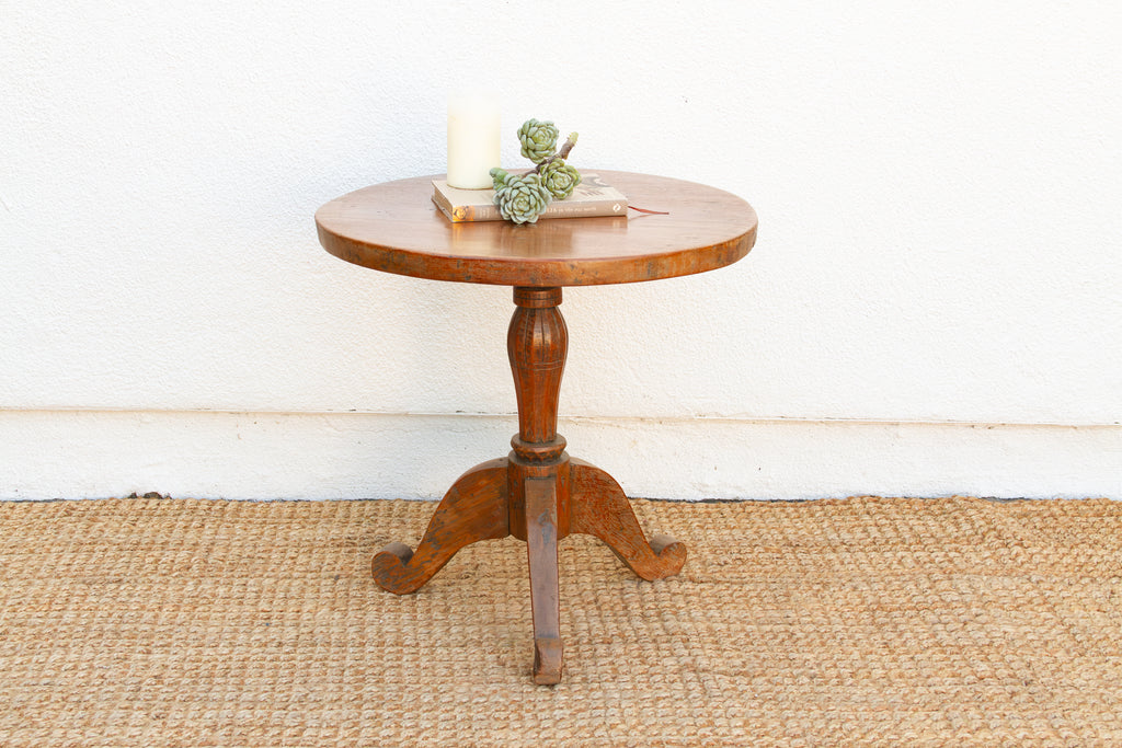 Antique Colonial Teak Round End Table