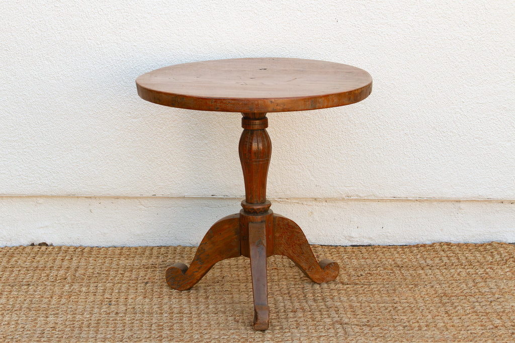 Antique Colonial Teak Round End Table