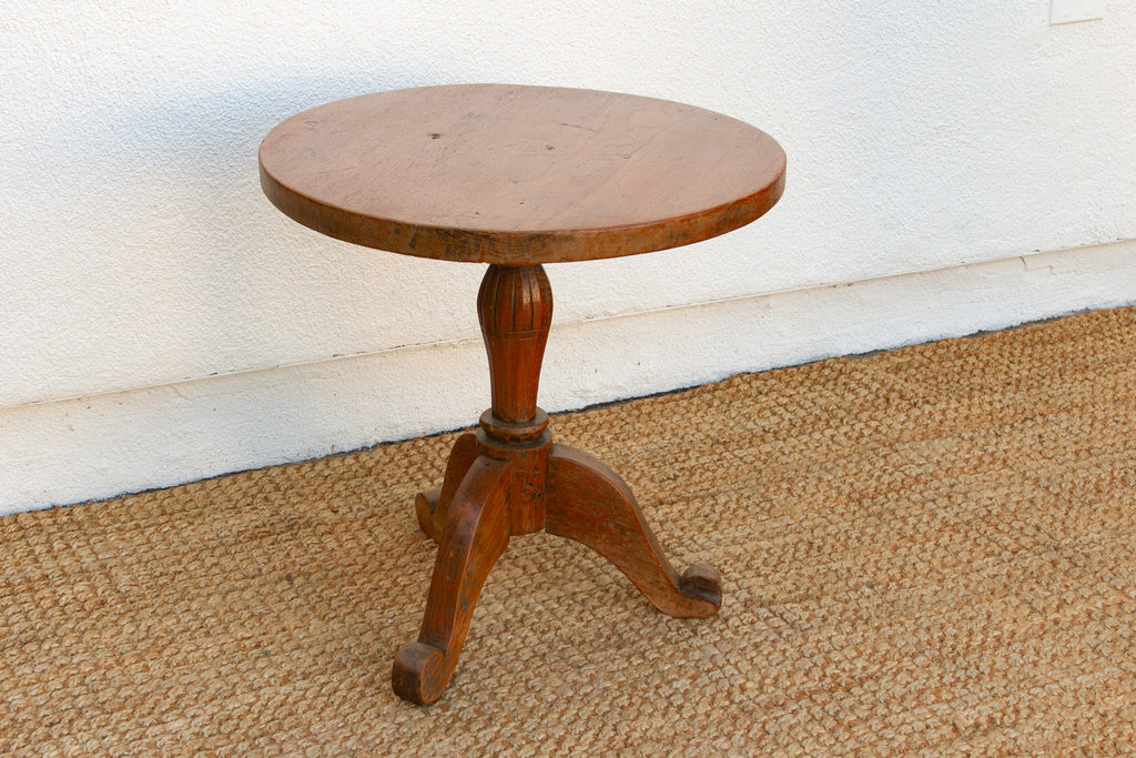 Antique Colonial Teak Round End Table