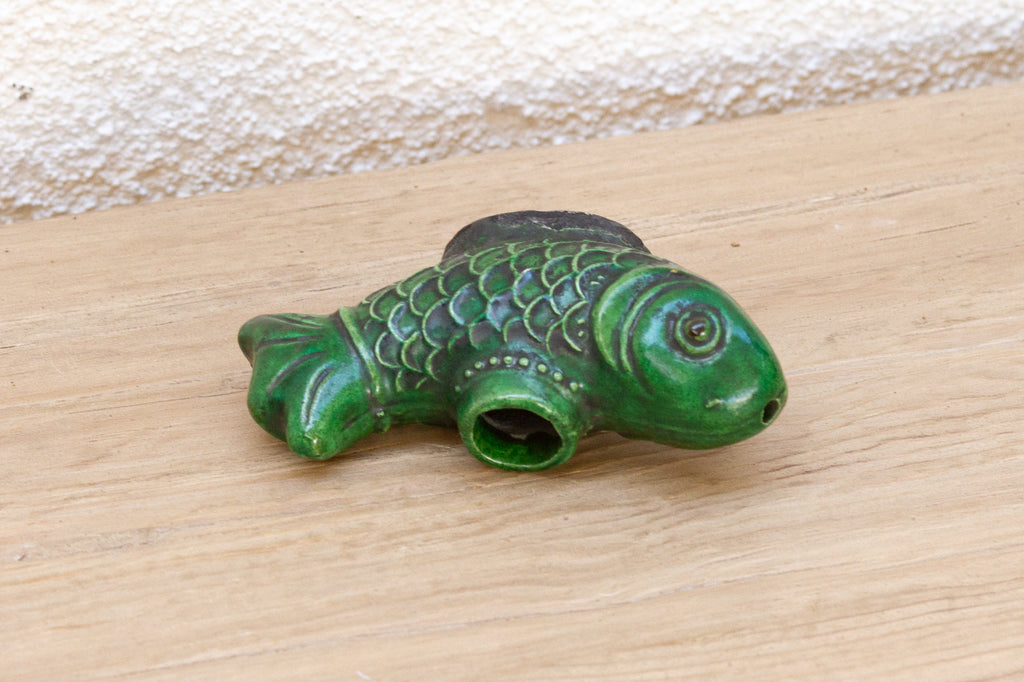 Antique Green Glaze Fish Scholar’s Ink Holder