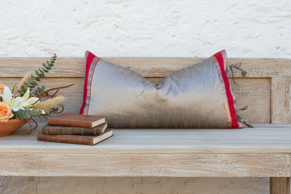 Gina Large Festive Indian Silk Queen Lumbar Pillow Cover