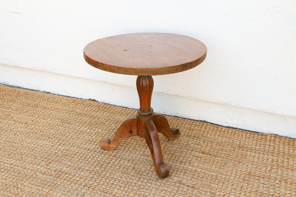 Antique Colonial Teak Round End Table