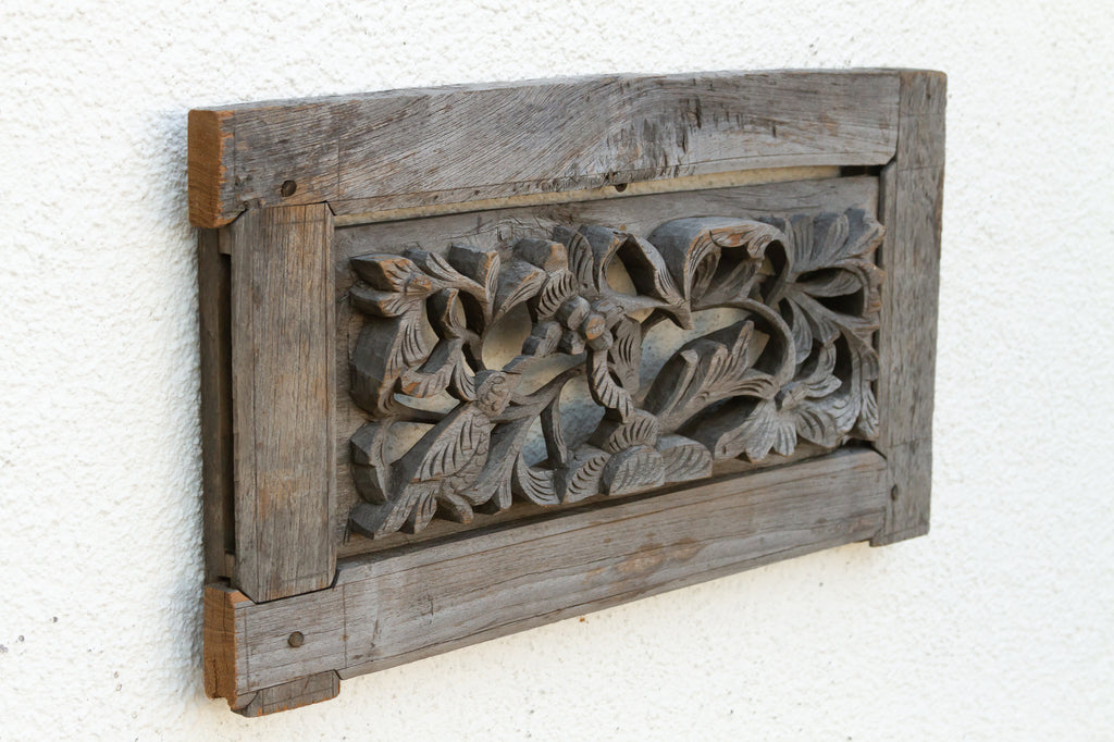Oxidized Teak Wood Carved Wall Art