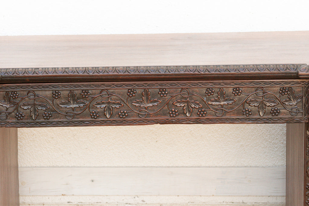 Finely Carved Anglo-Indian Rosewood Pedestal Desk