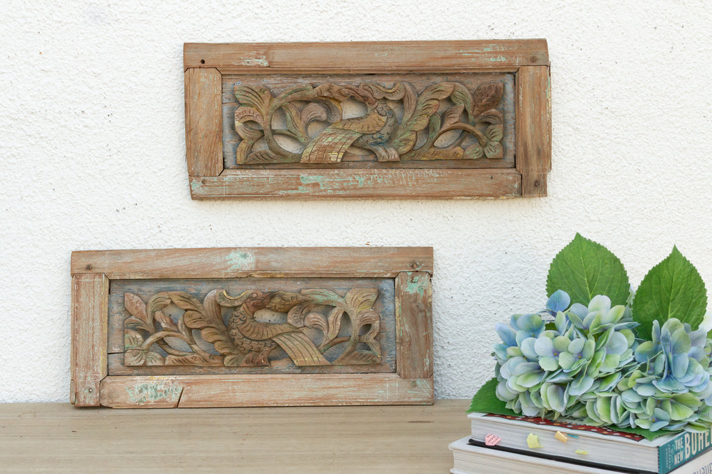 Ornate Finely Carved Asian Panels, Set of 2