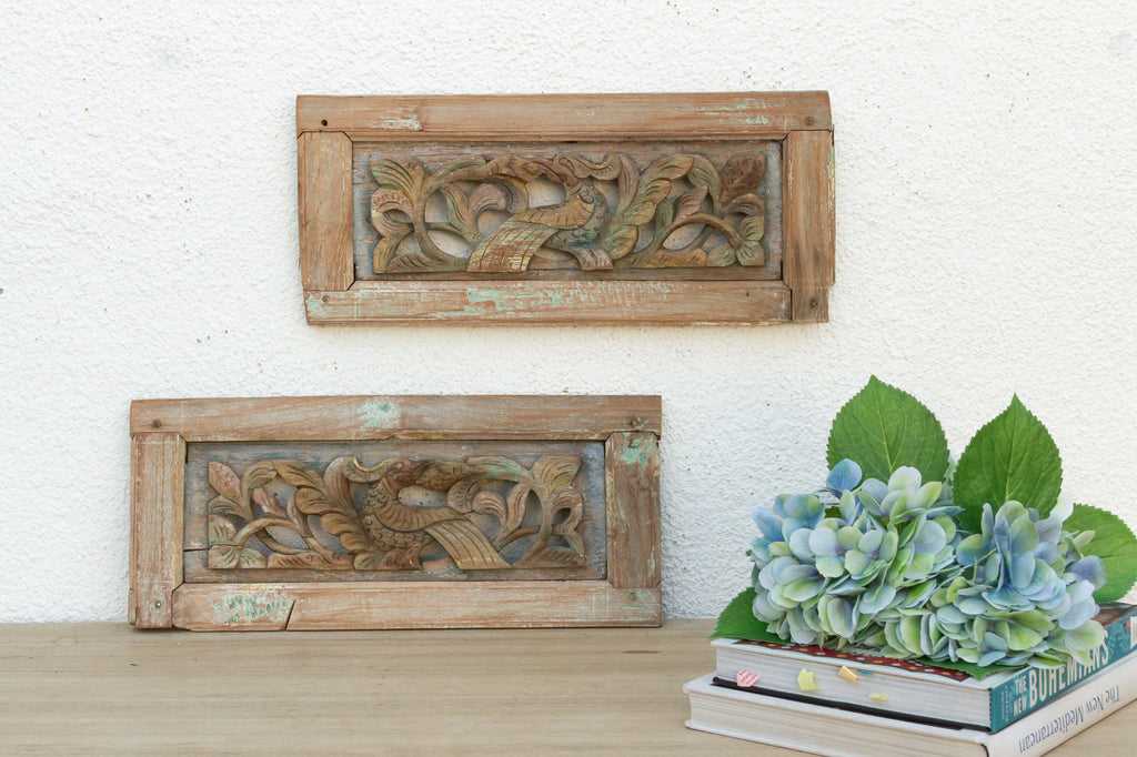 Ornate Finely Carved Asian Panels, Set of 2