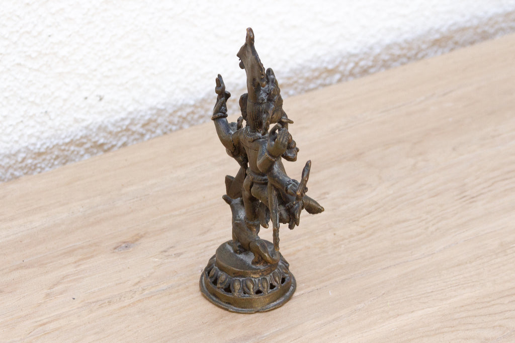 Antique Petite Brass Devotional Ganesh Figure