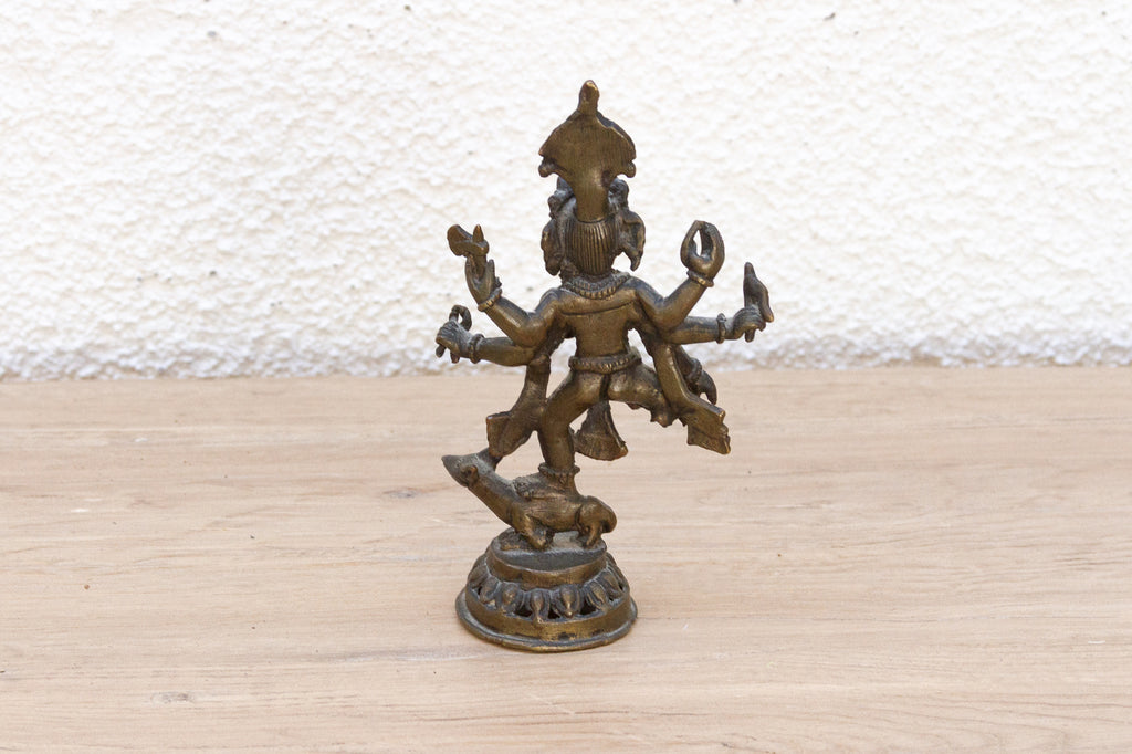 Antique Petite Brass Devotional Ganesh Figure
