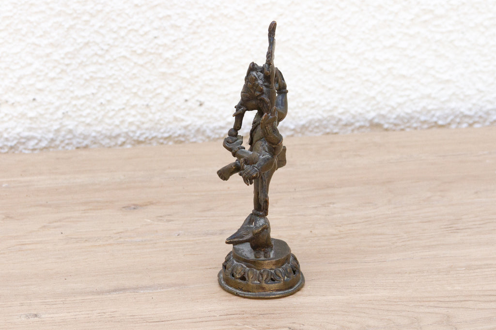 Antique Petite Brass Devotional Ganesh Figure