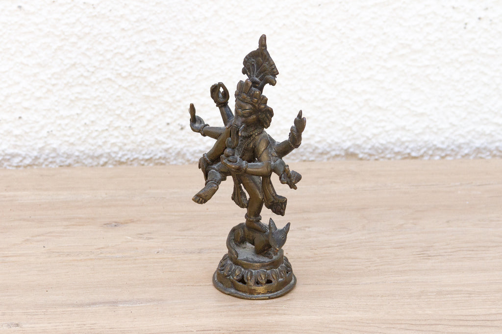 Antique Petite Brass Devotional Ganesh Figure