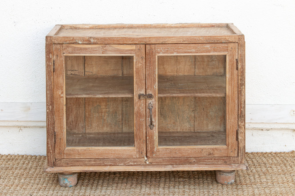 Antique Whitewash Teak Apothecary Glass Cabinet (Trade)